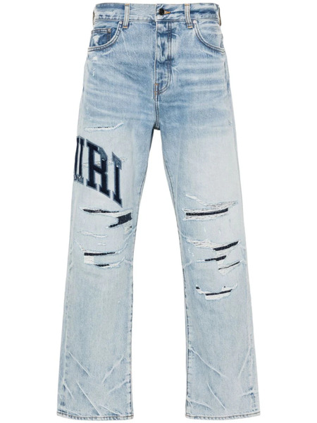  Amiri Varsity Logo Repair Mid-rise Straight-leg Jeans - Blue 