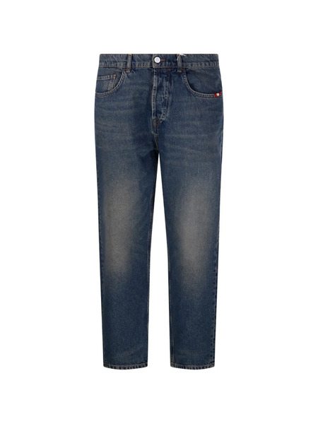  Amish Five-pockets Button-fastening Jeans - Blue 