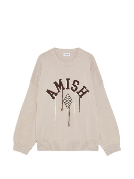  Amish Fray Crew-neck Sweater - Neutrals 