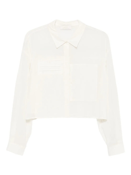  Amomento Drawer Pocket Crop Shirts - Neutrals 