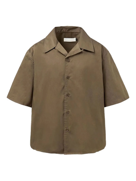  Amomento Open-collar Short-sleeve Shirt - Brown 