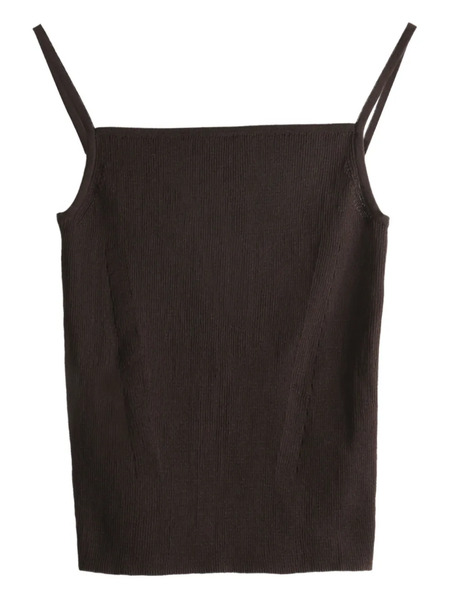  Amomento Ribbed Top - Brown 