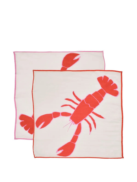  Amuse La Bouche Lobster Linen Napkins (set Of Two) - Neutrals 