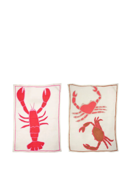  Amuse La Bouche Lobster Linen Tea Towels (set Of Two) - Neutrals 