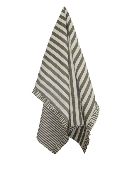  Amuse La Bouche Striped Ruffled Quilt - Green 