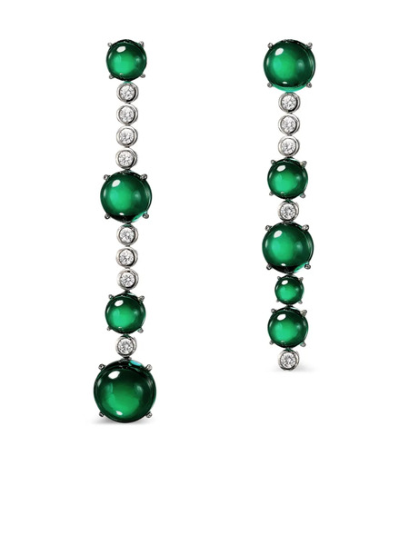  Anabela Chan 14k White Gold And Rhodium Vermeil Dusk & Dawn Morse Code Emerald And Diamond Earrings - Silver 