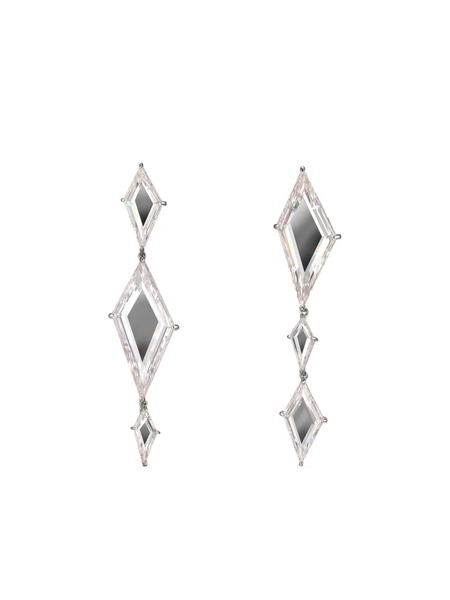 Anabela Chan 14k White Gold Trinity's Shatter Sapphire Earrings 
