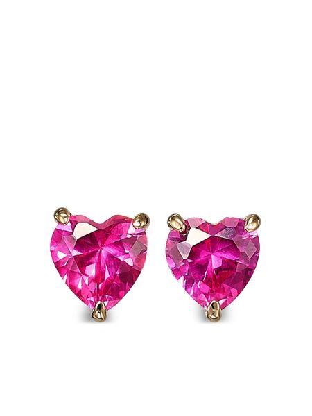  Anabela Chan 18kt Gold Vermeil Mini Heart Ruby Stud Earrings 