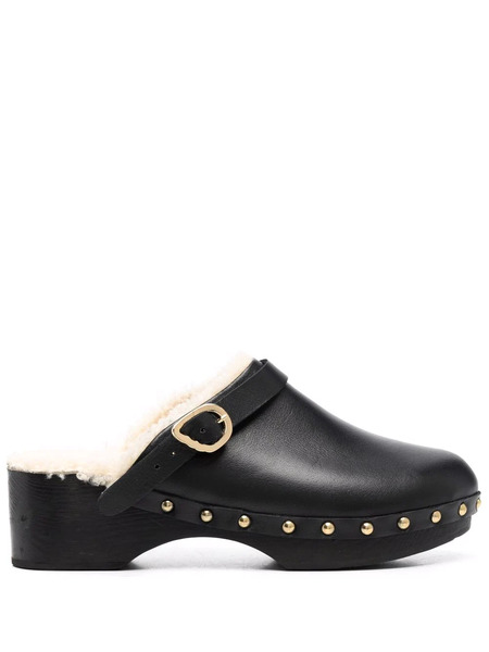  Ancient Greek Sandals Closed Leather Clogs - Black 