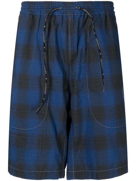  And Wander Check-print Track Shorts - Blue 