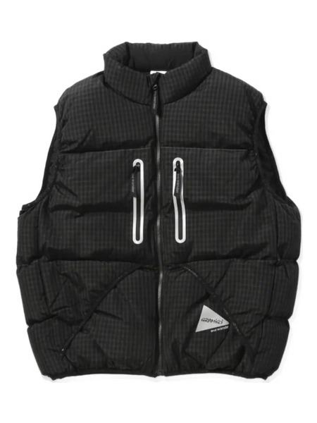  And Wander Gadded Gingham-pattern Gilet - Grey 