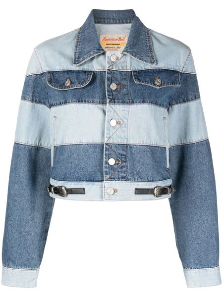  Andersson Bell Mahina Patchwork-striped Denim Jacket - Blue 