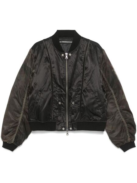  Andersson Bell Mesh-sleeve Bomber Jacket - Black 