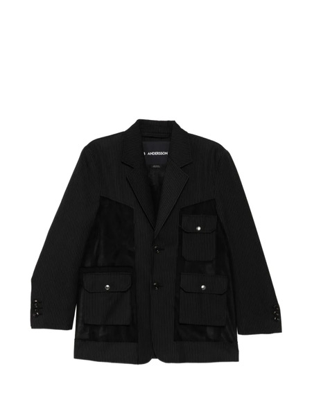  Andersson Bell Pinstripe Patch Pocket Jacket - Black 