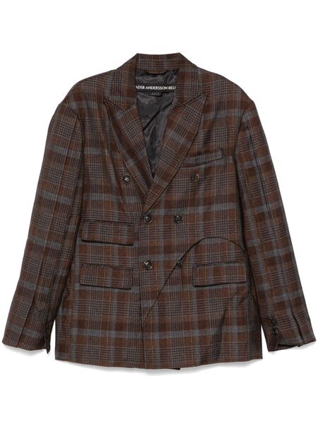  Andersson Bell Soe-check Double-breasted Blazer - Brown 