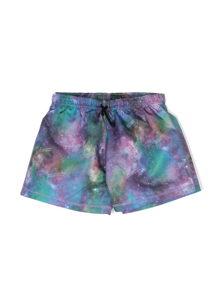  Andorine Cosmic-print Drawstring Swim Shorts - Blue 
