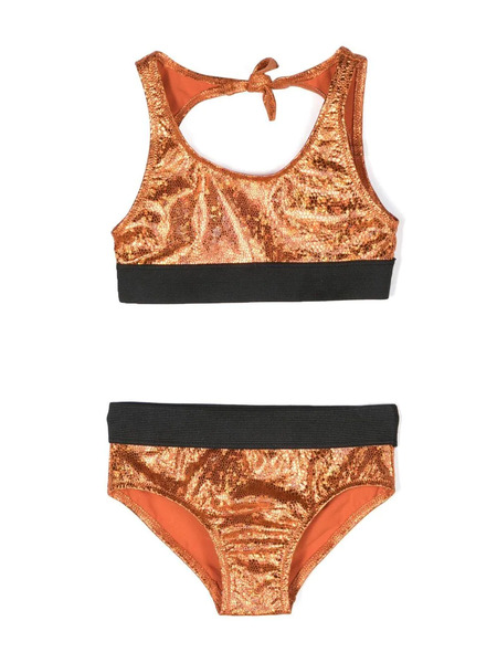  Andorine Metallic-effect Bikini Set - Orange 