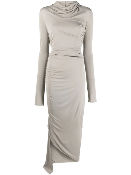  AndreĀdamo Asymmetric Draped Midi Dress - Grey 