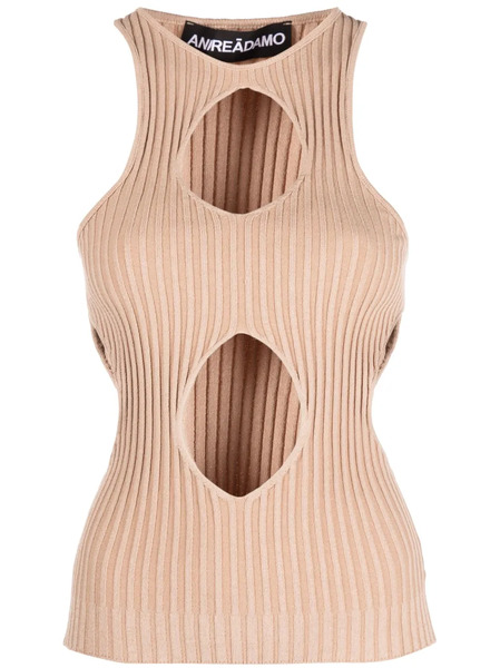  AndreĀdamo Cut Out-detail Ribbed-knit Top - Neutrals 