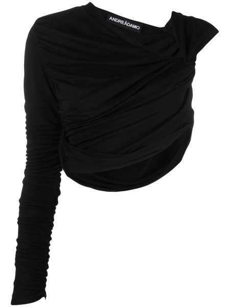  AndreĀdamo Draped Asymmetric Top - Black 