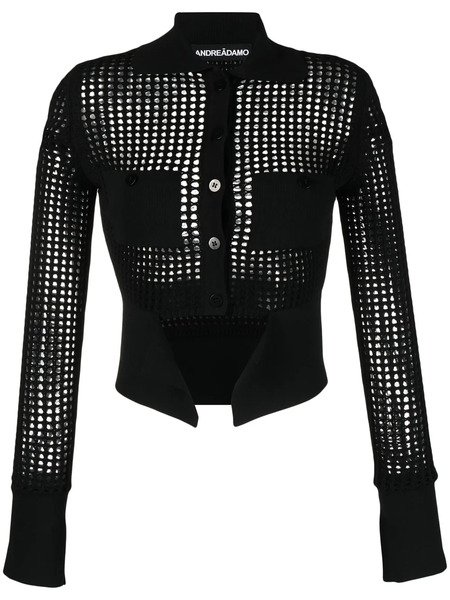  AndreĀdamo Open-knit Panelled Cardigan - Black 