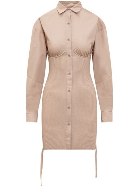  AndreĀdamo Ribbed Mini Dress - Neutrals 