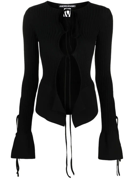  AndreĀdamo Tie-fastening Long-sleeve Knitted Top - Black 