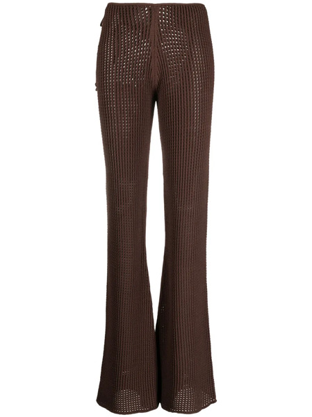  AndreĀdamo Waffle-knit Cut-out Flared Trousers - Brown 