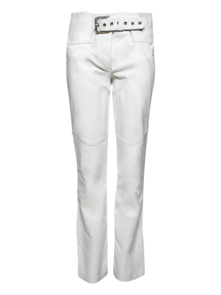  Angelica Montini Studios Belted Leather Trousers - White 
