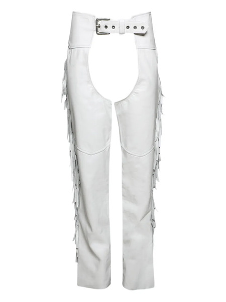  Angelica Montini Studios Fringe Leather Chaps - White 