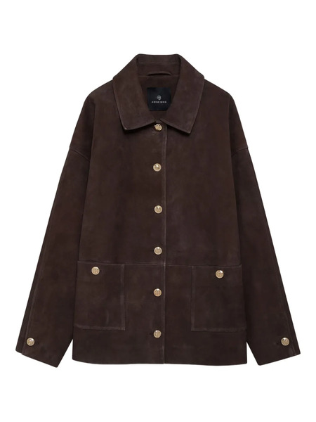  Anine Bing Gold-button Suede Jacket - Brown 