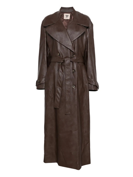  Aniye By Belted Double-breasted Leather Coat - Brown 