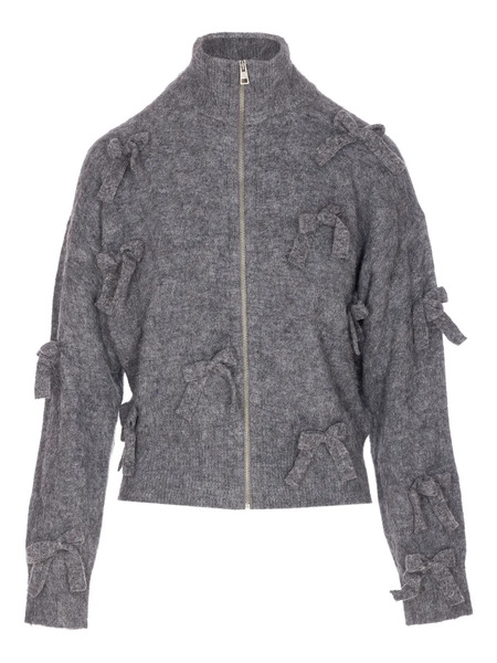  Aniye By Bow-detail Zip Jacket - Grey 
