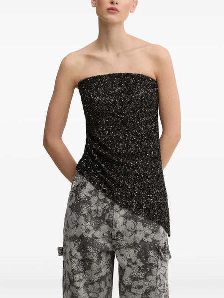  Aniye By Sequin-embellished Asymmetric Top - Black 