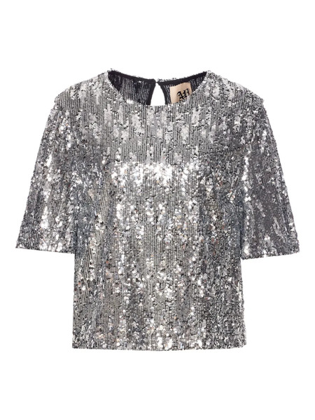 Aniye By Sequin-embellished Short-sleeve Top - Silver 