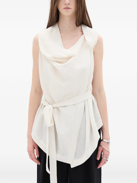  Ann Demeulemeester Asymmetric Waist-belt Blouse - Neutrals 