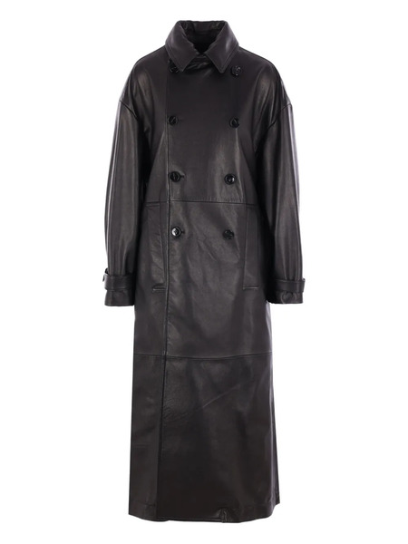  Ann Demeulemeester Double-breasted Leather Coat - Black 