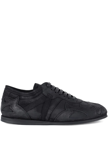  Ann Demeulemeester Leather Flame-pattern Sneakers - Black 