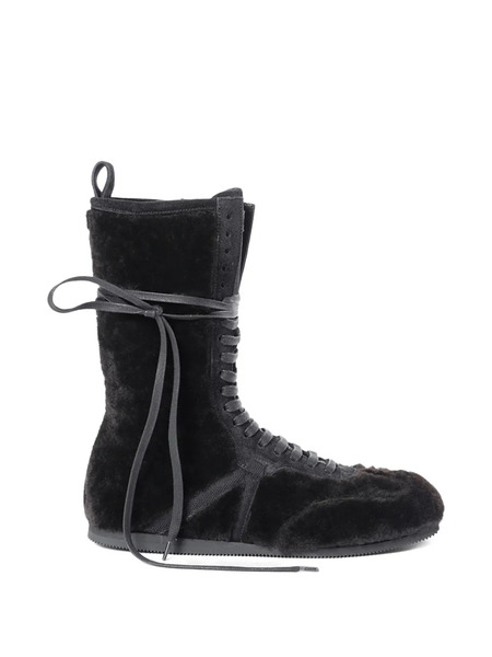  Ann Demeulemeester Shearling Lace-up Sneakers - Brown 