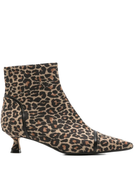  Anna F. Leopard-print Pointed-toe Boots - Neutrals 
