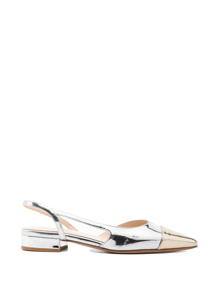  Anna F. Pointed-toe Slingback Flat Pumps - Silver 