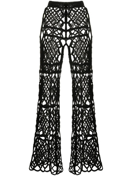  Anna Sui Layered Macramé Trousers - Black 