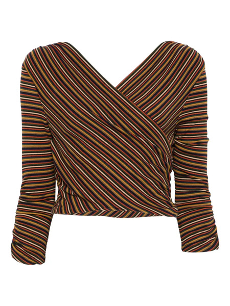  Anna Sui Striped Wrap Top - Brown 