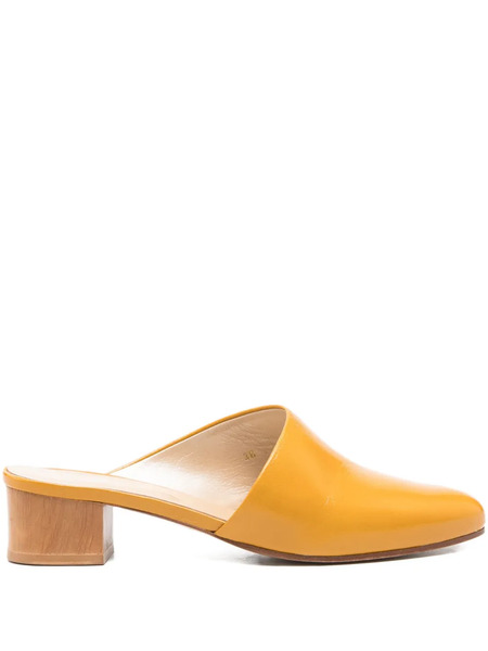  Anne Thomas 40mm Romero Leather Block-heel Mules - Yellow 