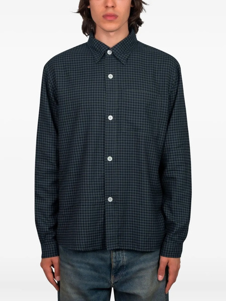  Another Aspect Gingham-check Shirt - Blue 