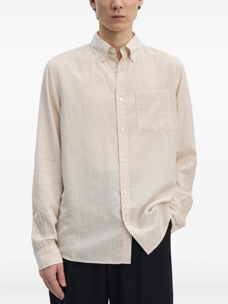  Another Aspect Striped Chest-pocket Shirt - Neutrals 