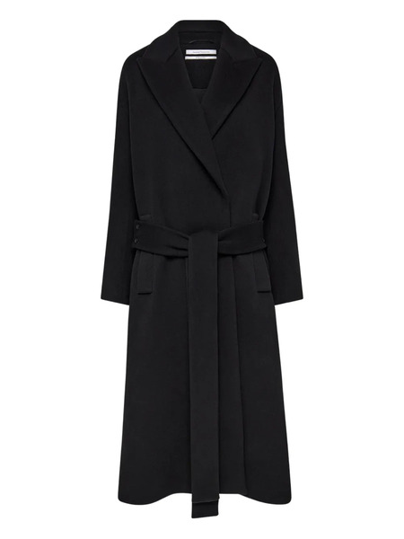  Another Tomorrow Belted Wrap Coat - Black 