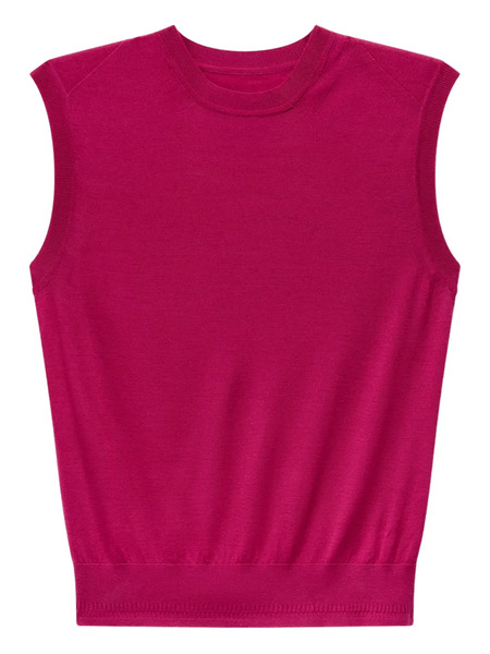  Another Tomorrow Fine-knit Wool Top - Pink 