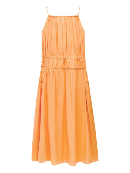  Another Tomorrow Gathered Scoop-back Dress - Orange 