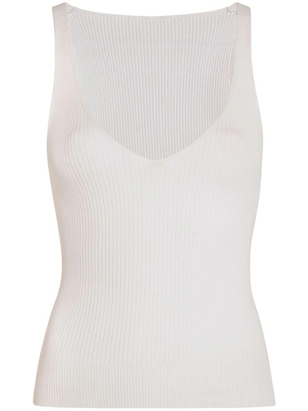  Another Tomorrow Ribbed-knit Tank Top - White 